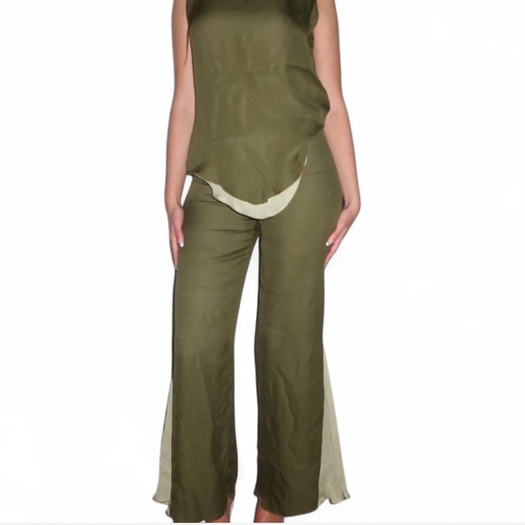 Yolanda Lorente 100% Silk Top & Bottom 2PC Set Hand Painted y2k 2000s Vintage - Picture 3 of 5